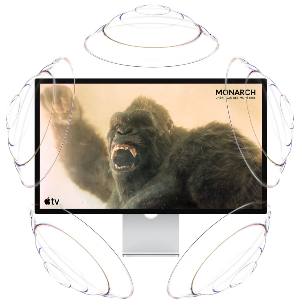 Promo Apple TV, titre : Monarch : l’héritage des monstres, King Kong lève le poing et rugit