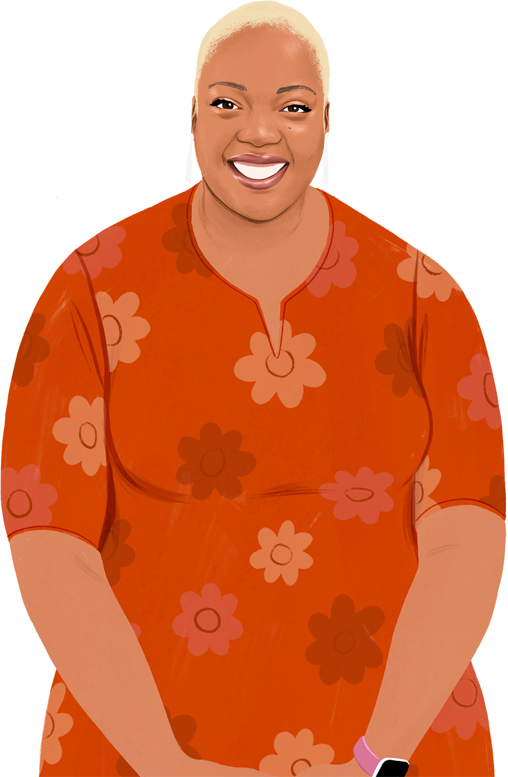 Nafisah 的人像插圖，她微笑望向讀者；一幅 iPad 插圖進入畫面，iPad 上顯示一個心形符號圖像。