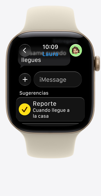 Apple Watch Series 12, caja de aluminio, color plata, sugerencia de Reporte en iMessage, correa deportiva, color arena (café claro)