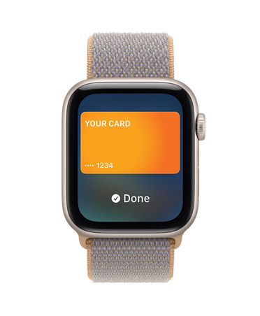 Apple Watch SE 3, hliníkové pouzdro, temně inkoustová barva, Apple Pay v Peněžence Apple, na pravém boku korunka Digital Crown, provlékací sportovní řemínek, ocelově modrá barva