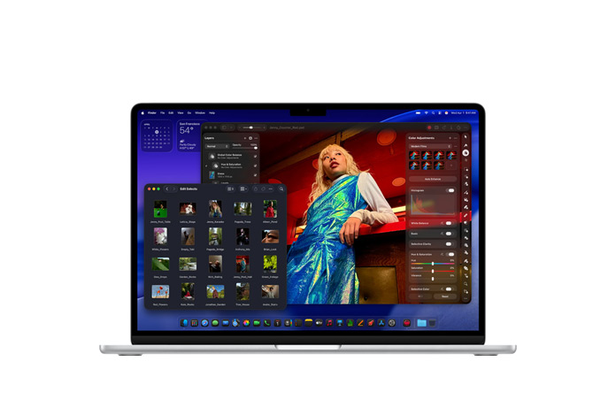 Pantalla de Pixelmator que muestra la capacidad y la memoria del MacBook Air