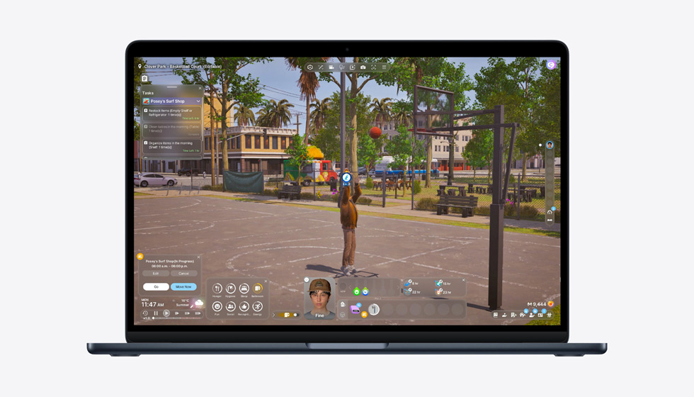 Pantalla de un MacBook Air con un juego para demostrar el potencial del chip M5