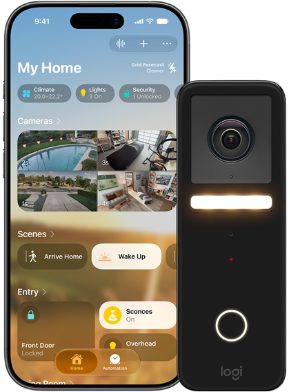 iPhone and security camera using HomeKit secure video features.
