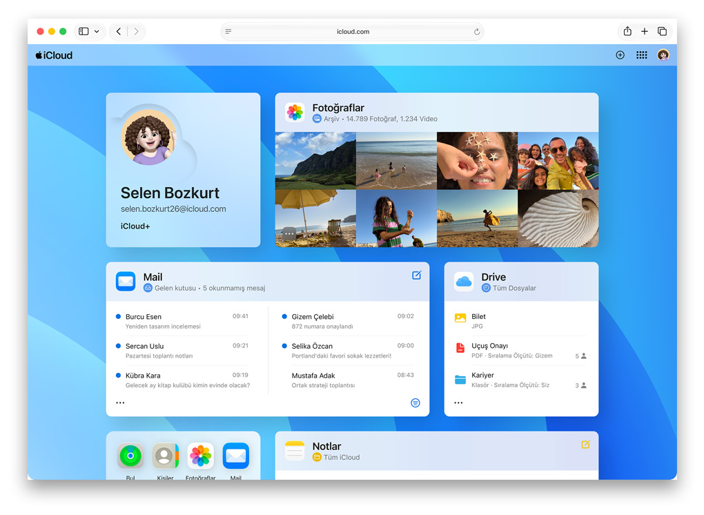 iCloud.com ekranı