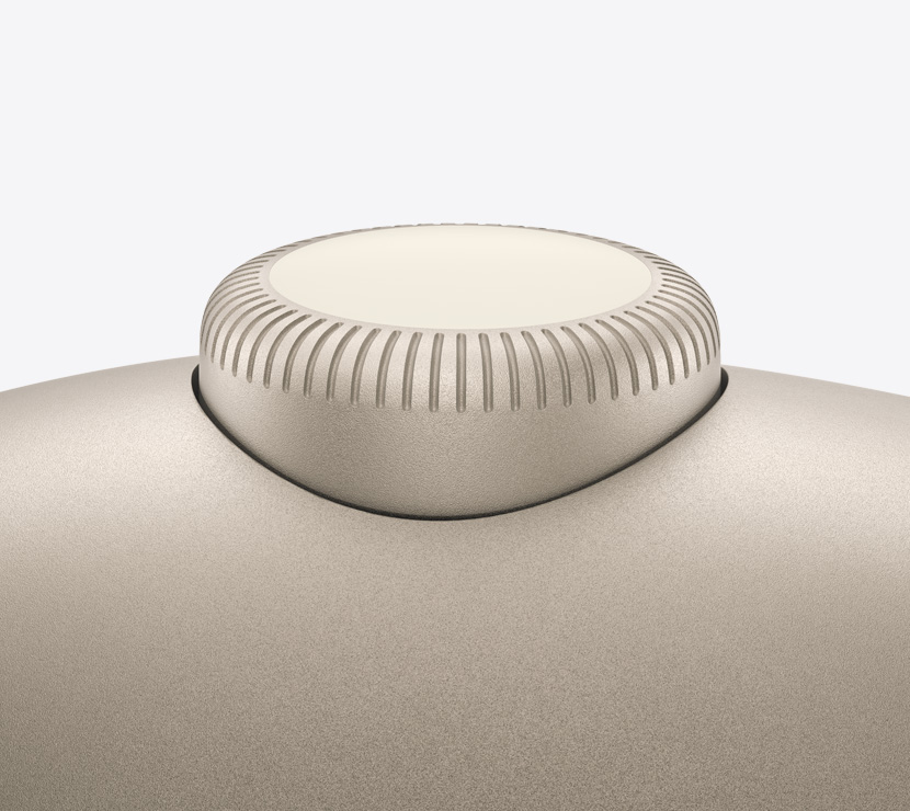 Slúchadlá AirPods Max 2, hviezdna biela farba, detailný záber na korunku Digital Crown