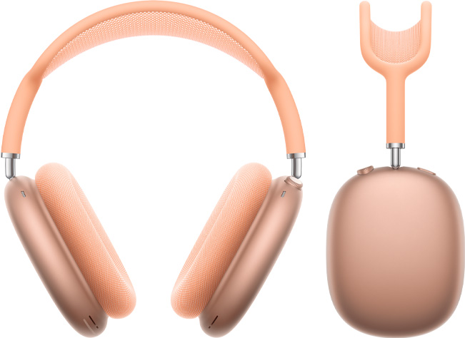 Audífonos AirPods Max 2, partes frontal y lateral, color naranja