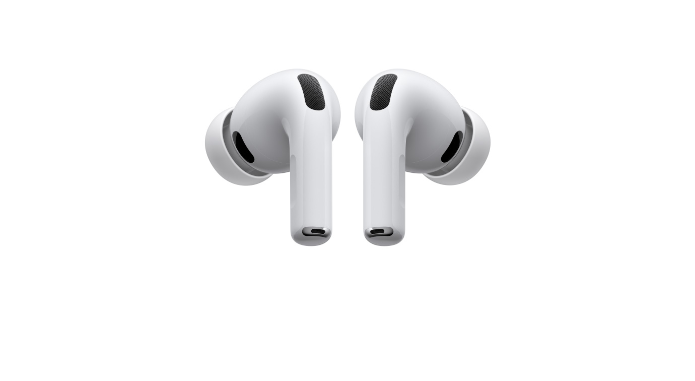 AirPods Pro 3, ľavé a pravé bezdrôtové slúchadlo, biela farba, silikónové štuple