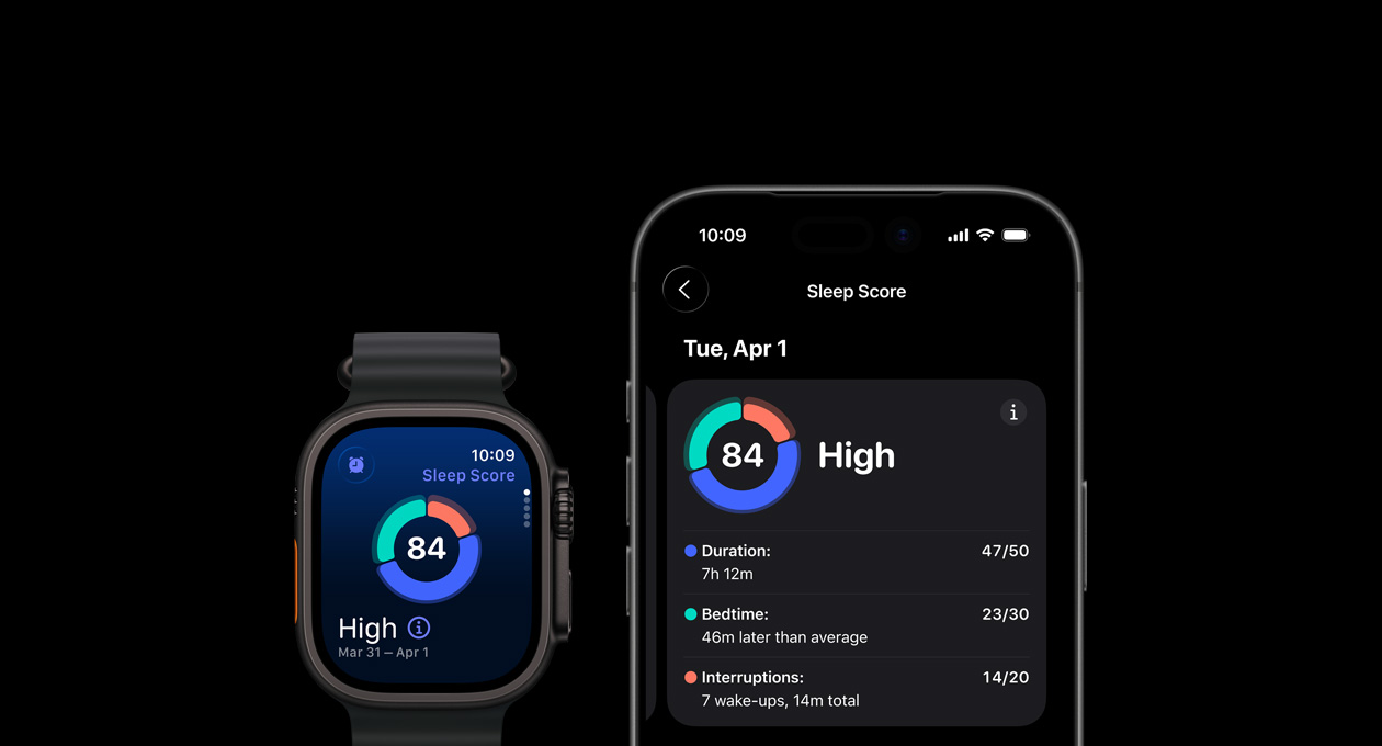 Кругова діаграма та оцінка якості сну на Apple Watch Ultra 3, повний аналіз відкрито на спареному iPhone