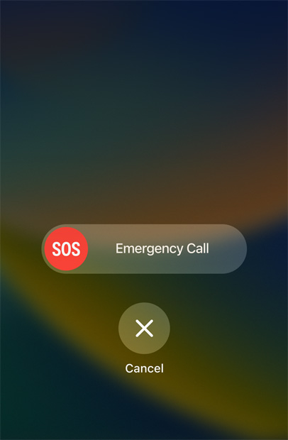En iPhone-skjerm viser Nødanrop (SOS).