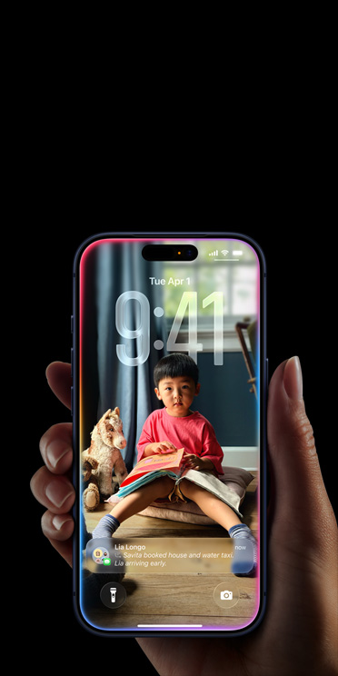 iPhone display, all screen design with iOS 26 Liquid Glass