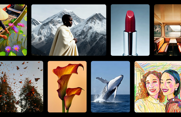 Galleri med bilder i en rekke stiler, laget med Image Playground.